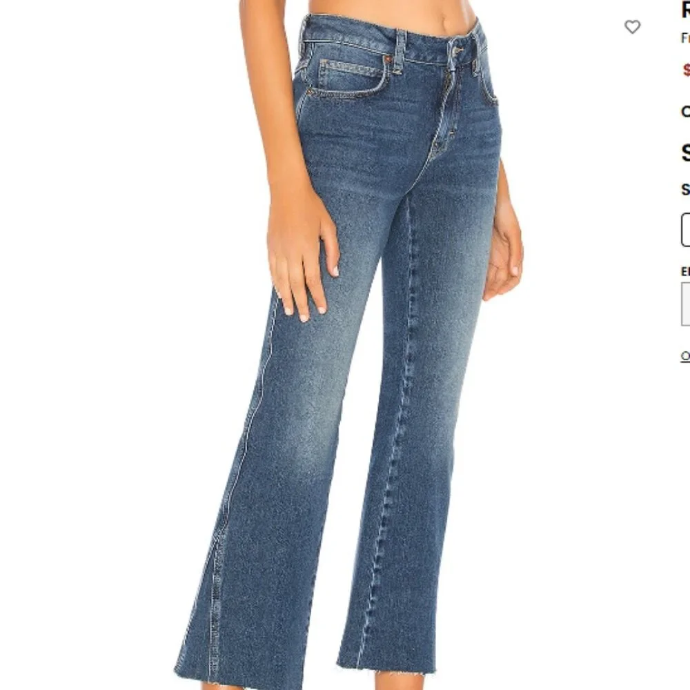 FREE PEOPLE NEW RITA Cropped Flare Jean Pant 25